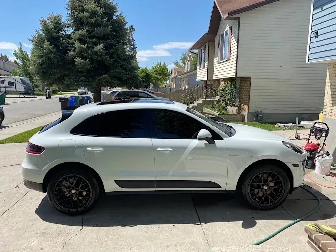 White Porsche Macan GTS washed and detailed at a customer's home in Phoenix